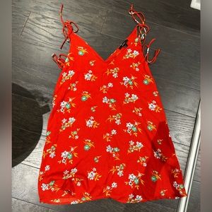 Forever21 Red Crepe Slip Dress Ties